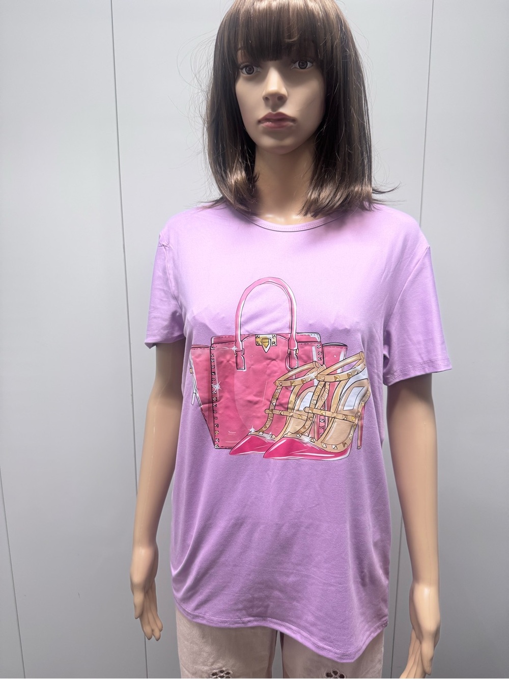 💜PURPLE “VALENTINO TRIBUTE” ROCKSTUD TOTE HEELS TEE